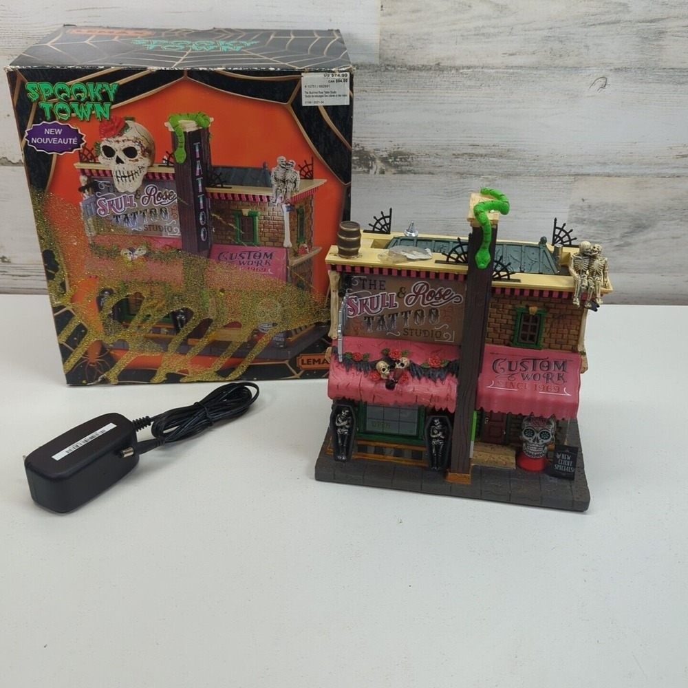 Lemax Spooky Town Halloween Village‎ 2021 - Skull & Rose Tattoo Studio Missing